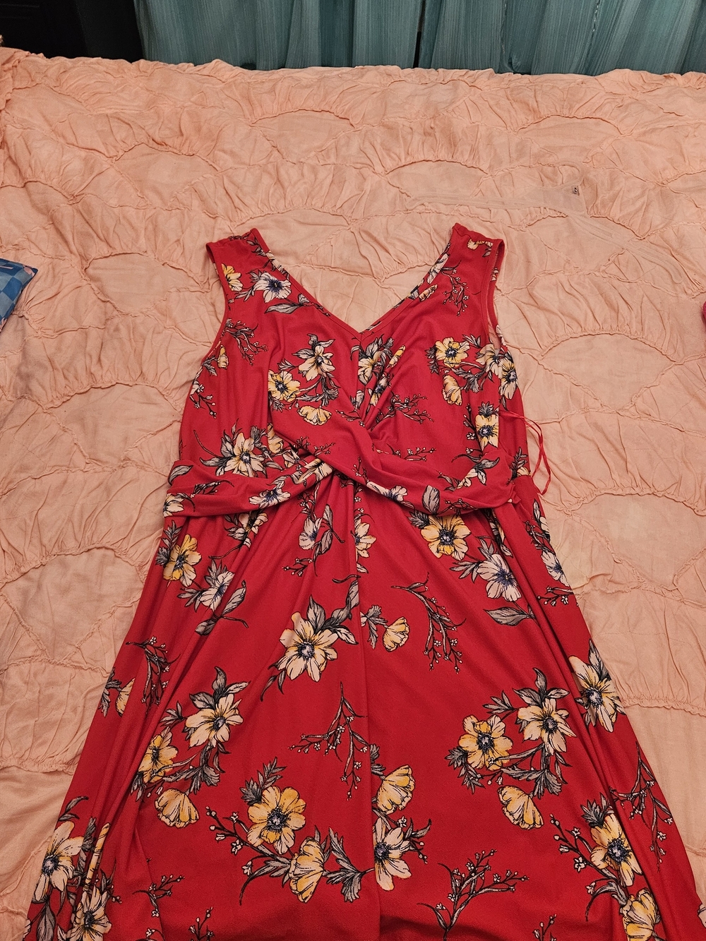 Candie's Red Floral Twist-Front Mini Dress